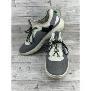 ECCO BIOM H4 Golf Shoes Men Gray White Green EU Sz 46 US 12.5 Waterproof Leather